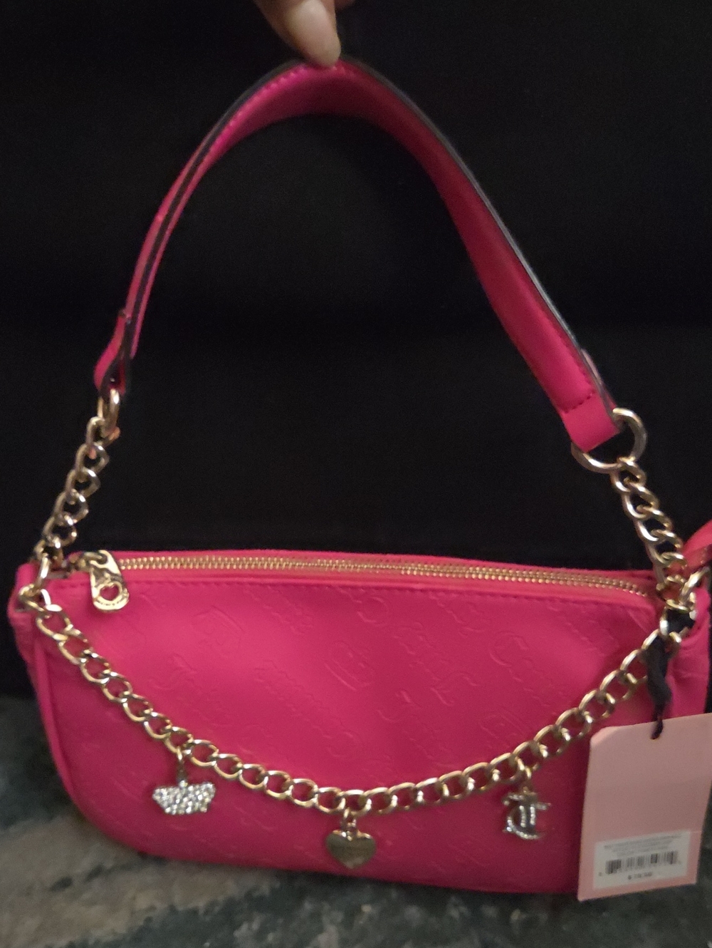 Juicy Couture Hot Pink Women's Chain-Accent Shoulder Bag